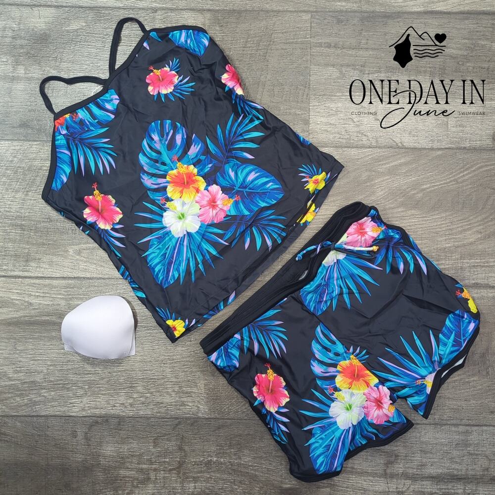 Yocoja Floral Boyshort Tankini Swimsuit Size 5XL